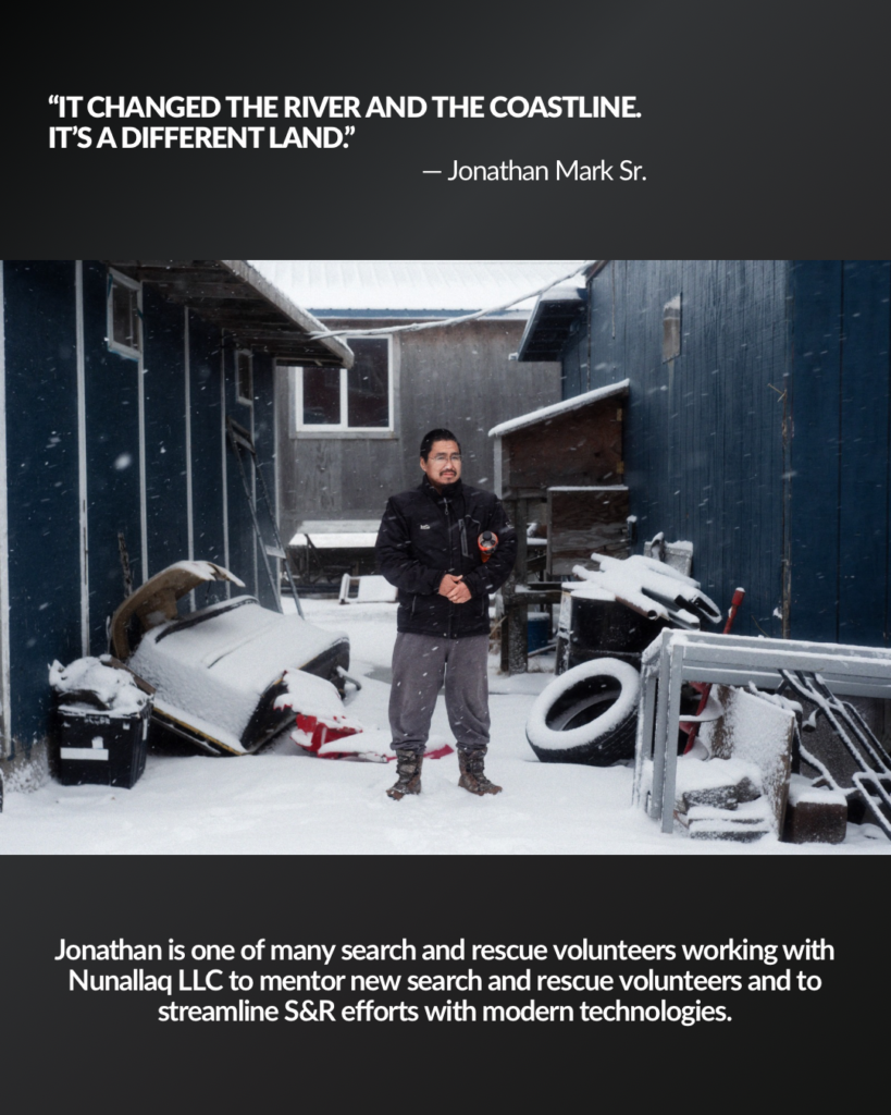 Jonathan is one of many search and rescue volunteers working with Nunallaq LLC to mentor new search and rescue volunteers and to streamline S&R efforts with modern technologies.